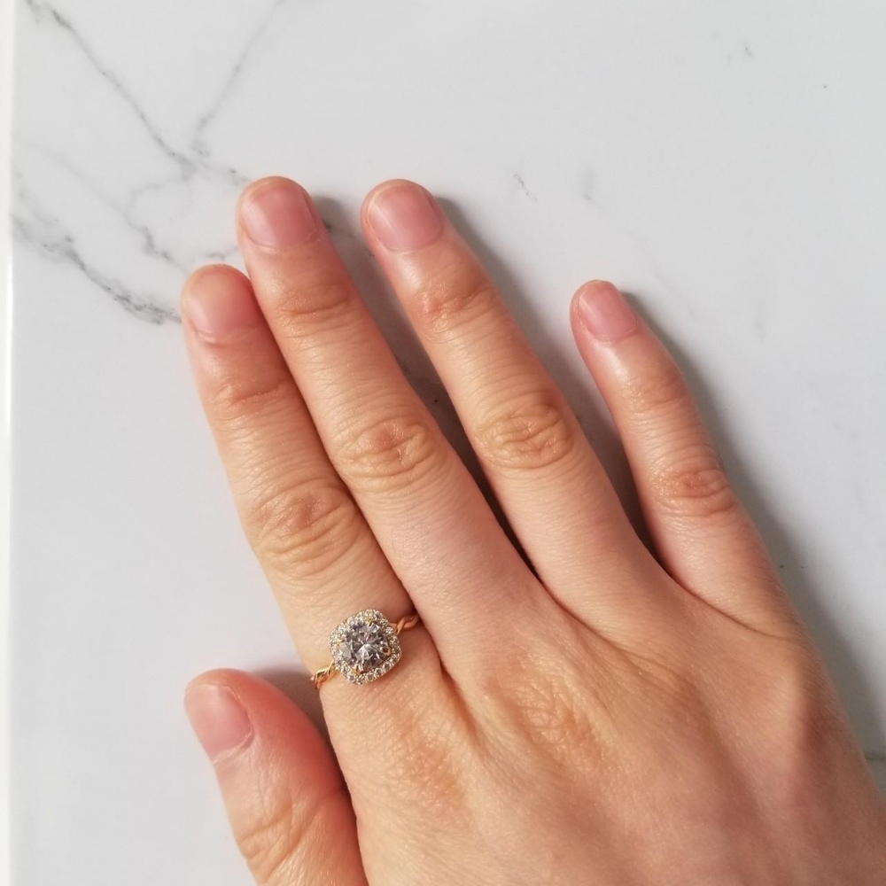 Clear CZ Twisted Gold Vermeil Ring